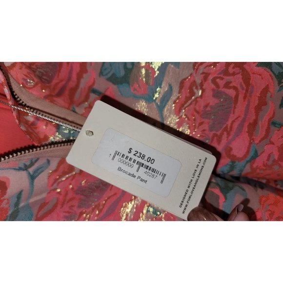For Love & Lemons Floral Metallic Brocade Pants Size Large - Picture 6 of 10